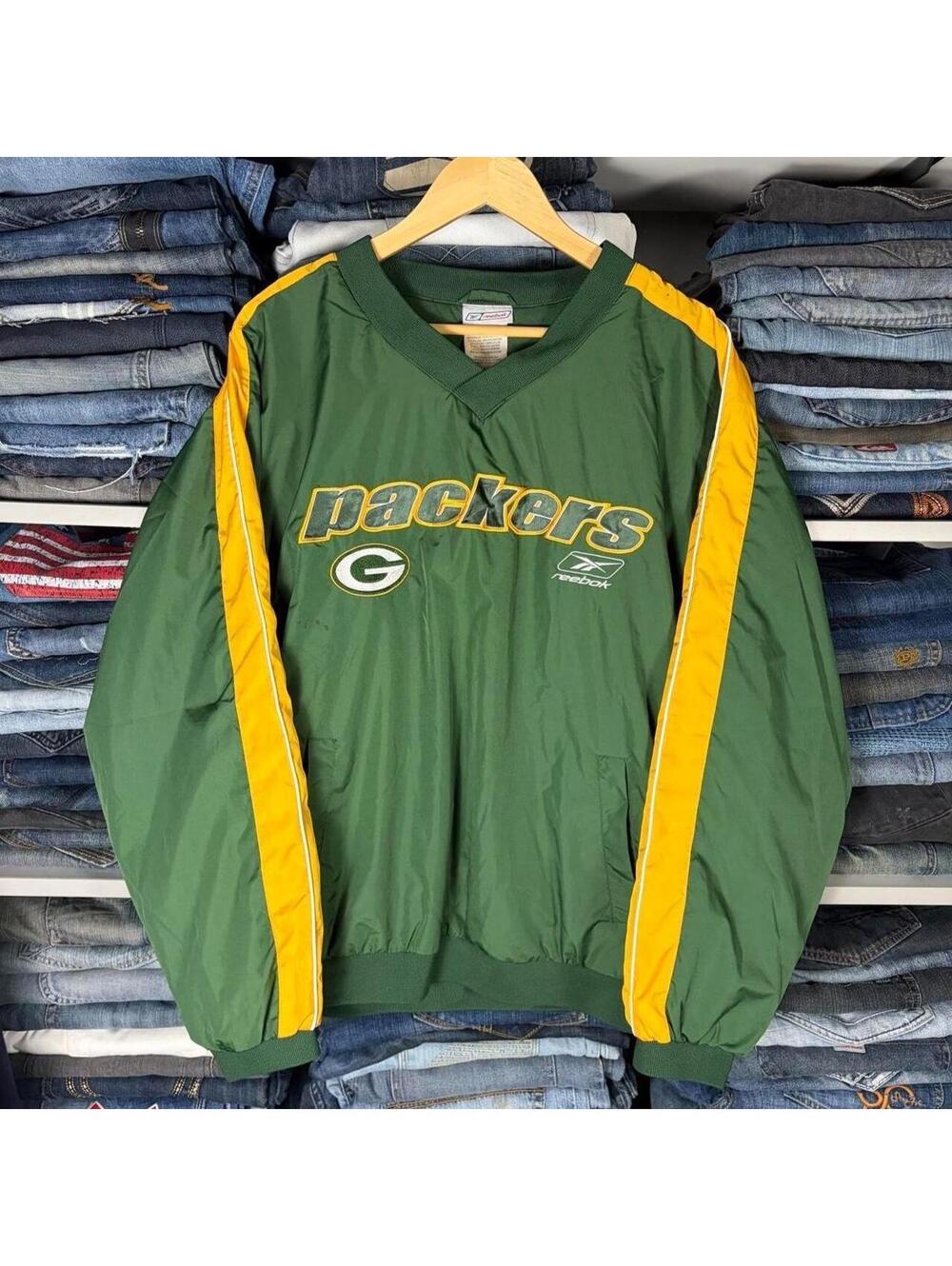 Vintage Green Bay Packers Jacket Medium  NFL Reebok Pullover Windbreaker 90s Y2K